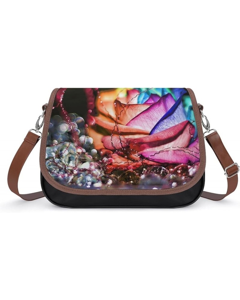 Leather Hobo Bags Women's Crossbody Shoulder Bag Classic City Top Handle Satchels Colorful Kaleidoscopic Color6 $18.48 Hobo Bags