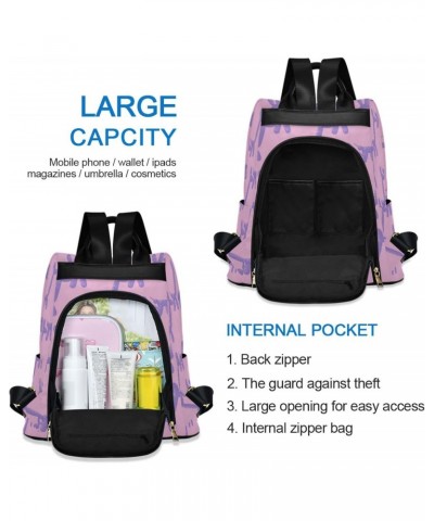 Purple Balloon Dogs Travel Backpack Purse for Women Multipurpose Design Ladies Fashion Bag with Pompom $22.39 Backpacks