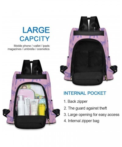 Purple Balloon Dogs Travel Backpack Purse for Women Multipurpose Design Ladies Fashion Bag with Pompom $22.39 Backpacks