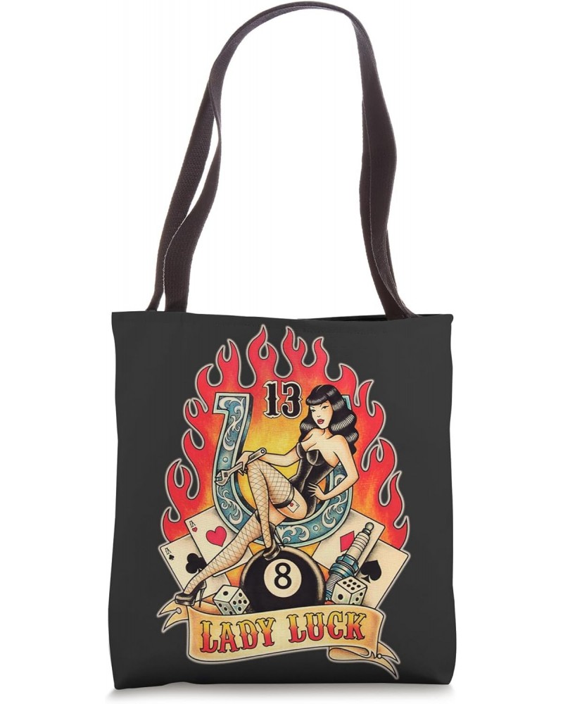 Lady Luck Gambler American Traditional Tattoo Flash Tote Bag $9.43 Totes