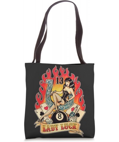 Lady Luck Gambler American Traditional Tattoo Flash Tote Bag $9.43 Totes