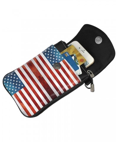 Vintage American Usa Flag Exquisite Design Printed Leather Crossbody Phone Bag - Portable Fashion Practical Phone Protection ...