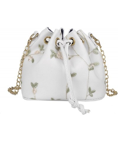 Shoulder Bucket Bag Women Bucket Bag Flower Bucket White Miss Fashion White $7.95 Satchels