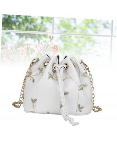 Shoulder Bucket Bag Women Bucket Bag Flower Bucket White Miss Fashion White $7.95 Satchels