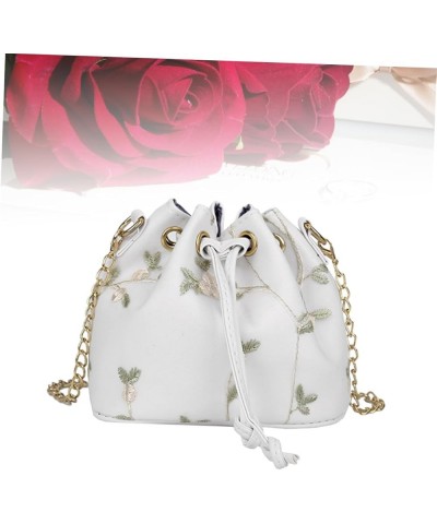 Shoulder Bucket Bag Women Bucket Bag Flower Bucket White Miss Fashion White $7.95 Satchels