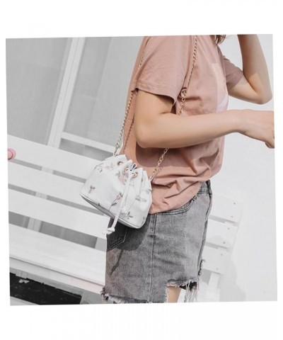 Shoulder Bucket Bag Women Bucket Bag Flower Bucket White Miss Fashion White $7.95 Satchels