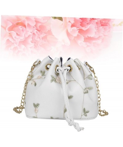 Shoulder Bucket Bag Women Bucket Bag Flower Bucket White Miss Fashion White $7.95 Satchels