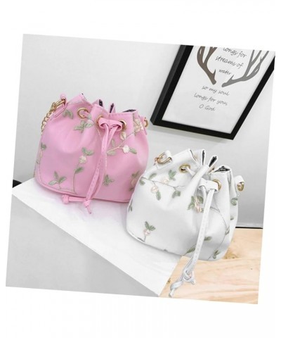 Shoulder Bucket Bag Women Bucket Bag Flower Bucket White Miss Fashion White $7.95 Satchels