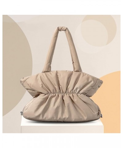 Women Padded Shoulder Bag Versatile Puffer Tote Bag Large Capacity Soft Satchel Bag Pleatd Armpit Bag Casual Commu Khaki $14....