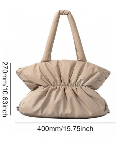 Women Padded Shoulder Bag Versatile Puffer Tote Bag Large Capacity Soft Satchel Bag Pleatd Armpit Bag Casual Commu Khaki $14....