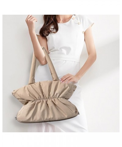 Women Padded Shoulder Bag Versatile Puffer Tote Bag Large Capacity Soft Satchel Bag Pleatd Armpit Bag Casual Commu Khaki $14....