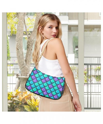 Shoulder Bag for Women, Colorful Shiny River Fish Scales Tote Bag Small Purses Cute Mini Zipper Handbag with Chain Strap $16....