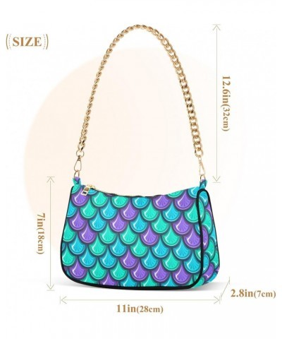 Shoulder Bag for Women, Colorful Shiny River Fish Scales Tote Bag Small Purses Cute Mini Zipper Handbag with Chain Strap $16....