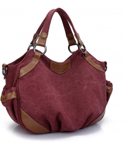 Women Shoulder bags Casual Vintage Canvas Handbags Top Handle Tote Crossbody Purple $14.26 Totes