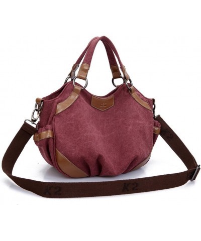 Women Shoulder bags Casual Vintage Canvas Handbags Top Handle Tote Crossbody Purple $14.26 Totes