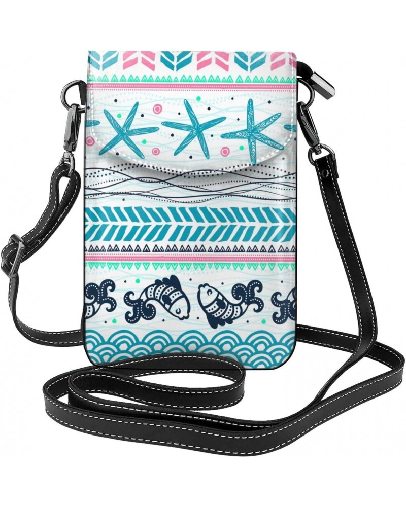 Bohemia Fish Starfish Crossbody Wallet Phone Bag for Women Mini Shoulder Bag Cell Phone Purse $13.59 Crossbody Bags