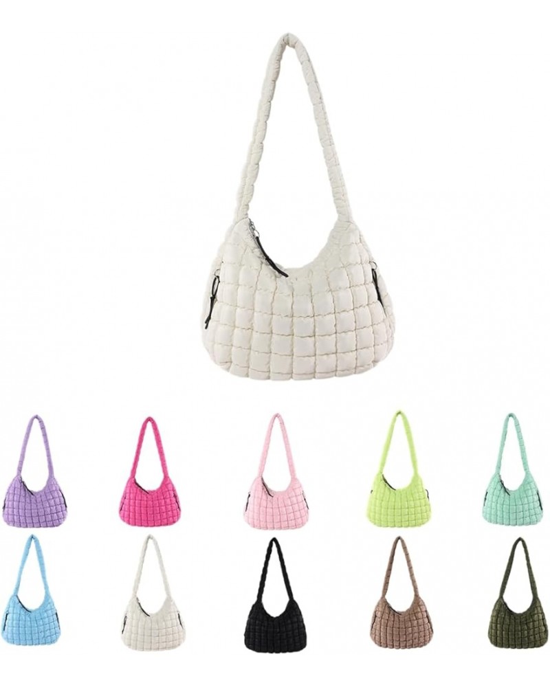 Large Quilted Hobo Bag Bubble Crossbody Handbag Cloud Tote Shoulder Bag Casual Bag Gift for Women Beige $17.15 Totes