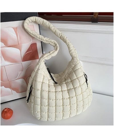 Large Quilted Hobo Bag Bubble Crossbody Handbag Cloud Tote Shoulder Bag Casual Bag Gift for Women Beige $17.15 Totes