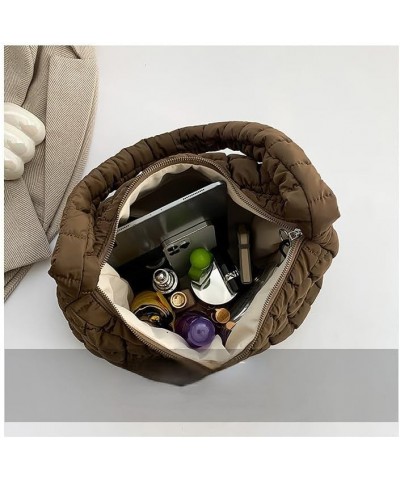 Large Quilted Hobo Bag Bubble Crossbody Handbag Cloud Tote Shoulder Bag Casual Bag Gift for Women Beige $17.15 Totes