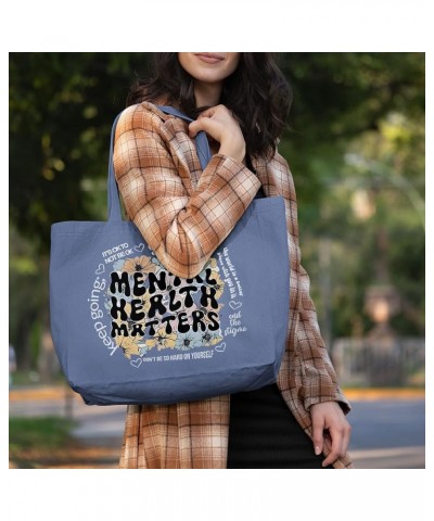 Groovy Mental Health Cotton Tote Bag - Positive Vibes Stuff - Motivational Bag Gray $16.42 Totes