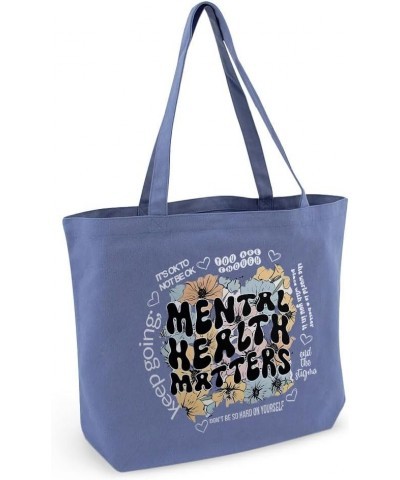 Groovy Mental Health Cotton Tote Bag - Positive Vibes Stuff - Motivational Bag Gray $16.42 Totes