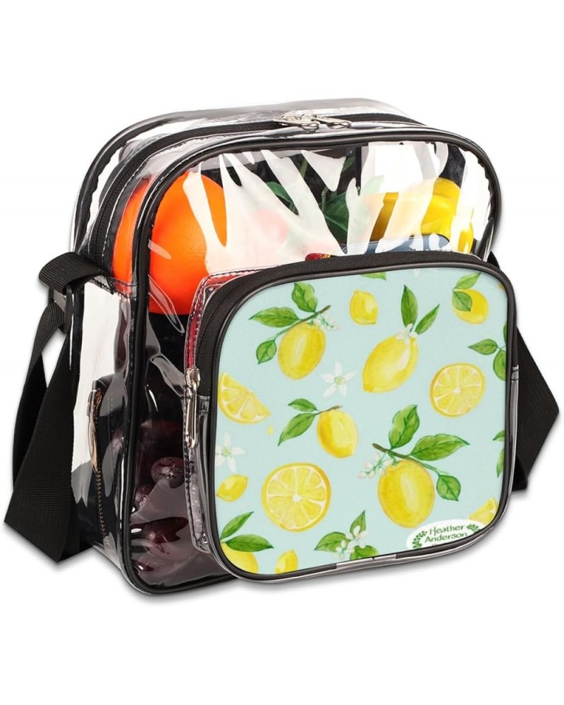 Colorful Lemons Stadium-Approved Clear Crossbody Bag with Colorful Print Design Lemon Light Green $13.19 Crossbody Bags