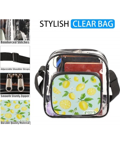 Colorful Lemons Stadium-Approved Clear Crossbody Bag with Colorful Print Design Lemon Light Green $13.19 Crossbody Bags