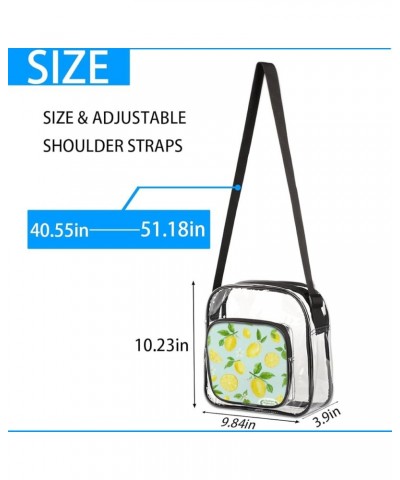 Colorful Lemons Stadium-Approved Clear Crossbody Bag with Colorful Print Design Lemon Light Green $13.19 Crossbody Bags