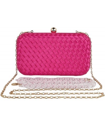 Handmade Woven Fabric Clutch Purse for Women Artificial Silk Crossbody handbag Banquet Dress Evening Bags Rose $19.20 Evening...