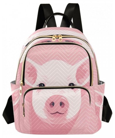 Pink Cute Pigs Quilted Backpack for Women Shoulder Bag Purses Travel Bags for Daily Nurse Work M Medium $16.73 Backpacks