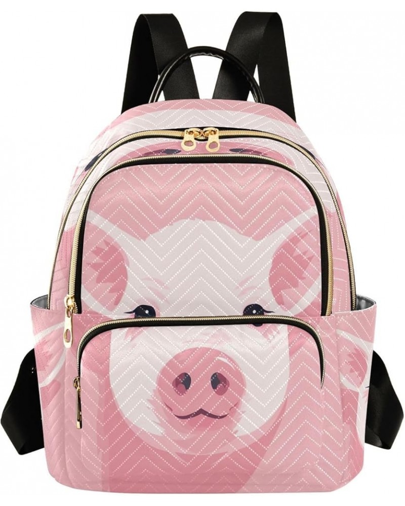 Pink Cute Pigs Quilted Backpack for Women Shoulder Bag Purses Travel Bags for Daily Nurse Work M Medium $16.73 Backpacks