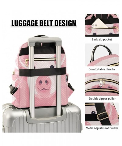 Pink Cute Pigs Quilted Backpack for Women Shoulder Bag Purses Travel Bags for Daily Nurse Work M Medium $16.73 Backpacks