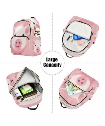 Pink Cute Pigs Quilted Backpack for Women Shoulder Bag Purses Travel Bags for Daily Nurse Work M Medium $16.73 Backpacks