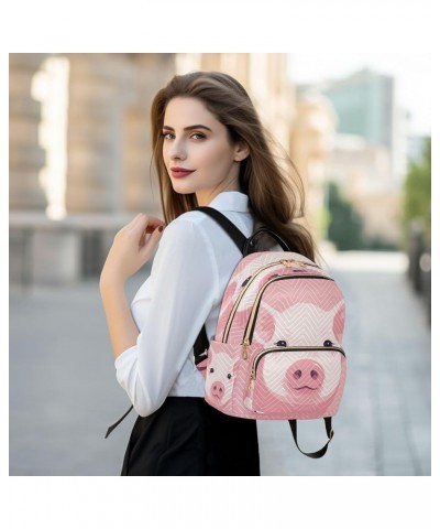 Pink Cute Pigs Quilted Backpack for Women Shoulder Bag Purses Travel Bags for Daily Nurse Work M Medium $16.73 Backpacks