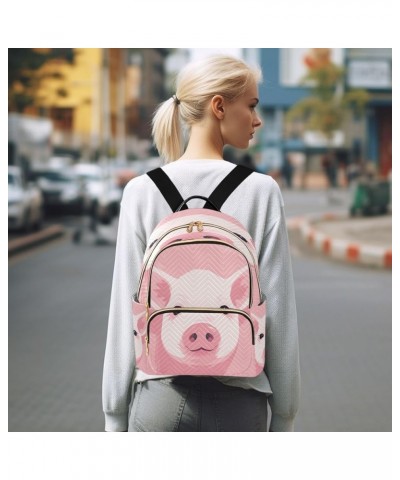 Pink Cute Pigs Quilted Backpack for Women Shoulder Bag Purses Travel Bags for Daily Nurse Work M Medium $16.73 Backpacks