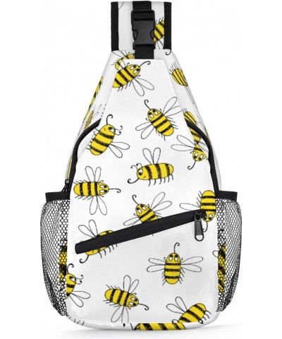 Cute Animal Bees Pattern Sling Crossbody Bag for Women Men, Sling Backpack Travel Hiking Casual Daypack Chest Bag Purse Shoul...