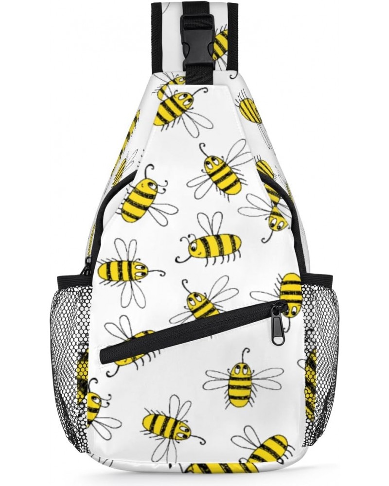 Cute Animal Bees Pattern Sling Crossbody Bag for Women Men, Sling Backpack Travel Hiking Casual Daypack Chest Bag Purse Shoul...