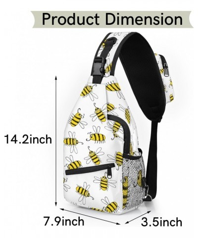 Cute Animal Bees Pattern Sling Crossbody Bag for Women Men, Sling Backpack Travel Hiking Casual Daypack Chest Bag Purse Shoul...