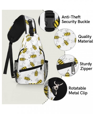 Cute Animal Bees Pattern Sling Crossbody Bag for Women Men, Sling Backpack Travel Hiking Casual Daypack Chest Bag Purse Shoul...