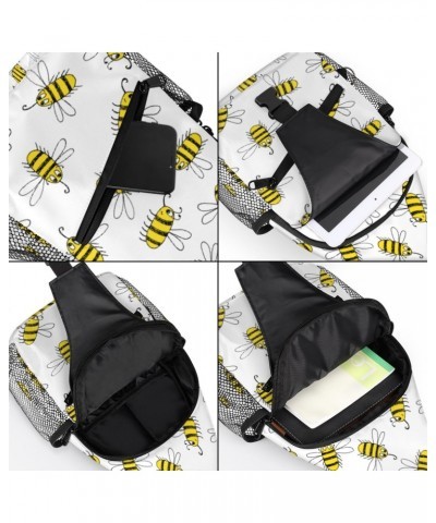 Cute Animal Bees Pattern Sling Crossbody Bag for Women Men, Sling Backpack Travel Hiking Casual Daypack Chest Bag Purse Shoul...