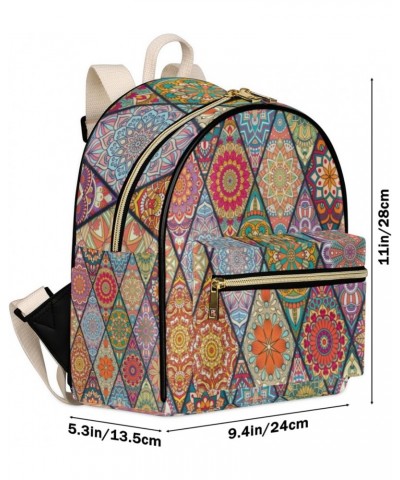 Mandala Geometric Mini Backpack Purse for Women Small Casual Daypacks Pu Leather Bookbag Fashion Boho Back Packs Anti Theft T...