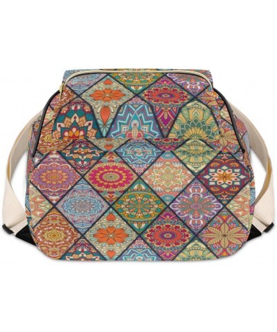 Mandala Geometric Mini Backpack Purse for Women Small Casual Daypacks Pu Leather Bookbag Fashion Boho Back Packs Anti Theft T...