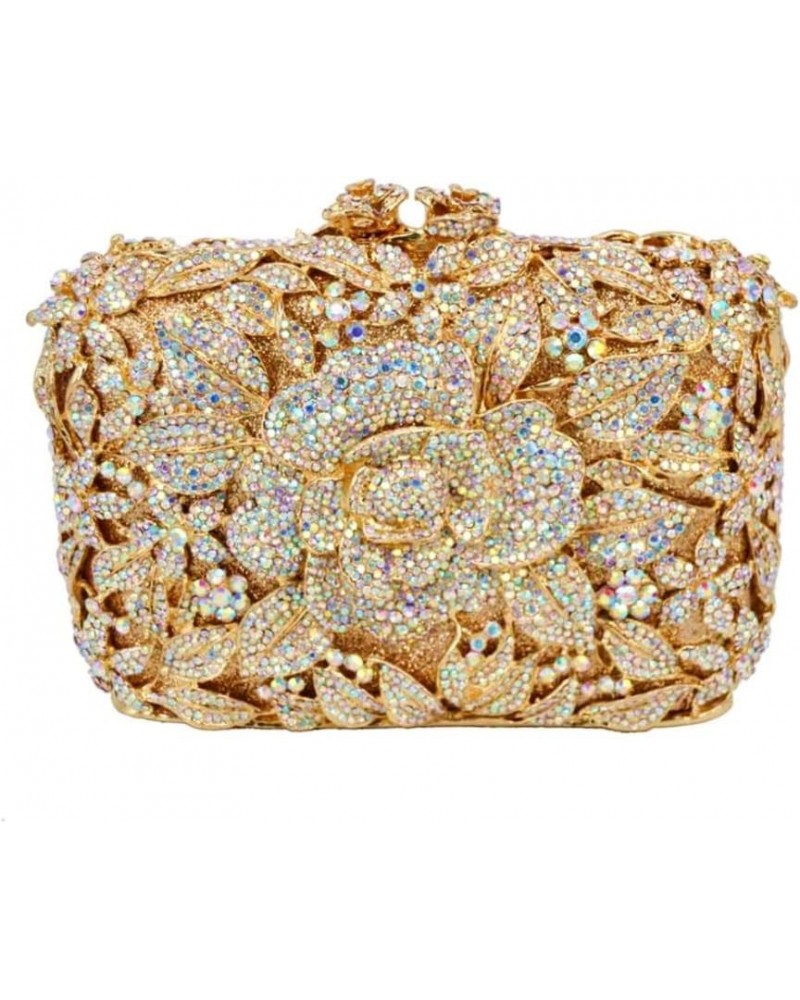 Elegant Flower Evening Clutch Bag Wedding Party Rhinestone Evening Bags for Women Cocktail Party Handbag Purse Gold Colorful ...