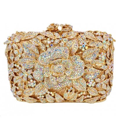 Elegant Flower Evening Clutch Bag Wedding Party Rhinestone Evening Bags for Women Cocktail Party Handbag Purse Gold Colorful ...