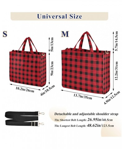 Red Buffalo Plaid Christmas Tote Bag Corduroy Bag Large Handbag Shoulder Bag Satchel Bag for Women $16.19 Totes