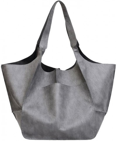 Large Tote Bag For Women Soft Travel Beach Bag with Pockets PU Leather Shoulder Bag Handbags Oversize Shopper Bag Gray $15.05...