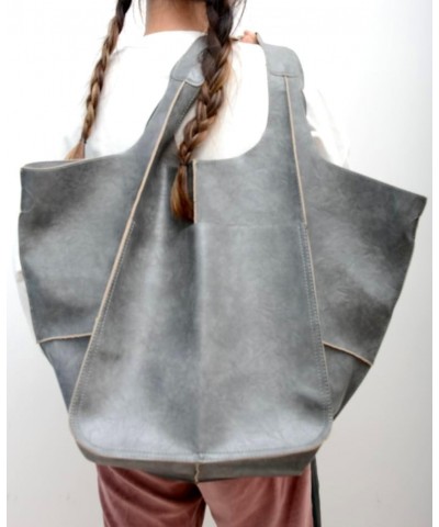 Large Tote Bag For Women Soft Travel Beach Bag with Pockets PU Leather Shoulder Bag Handbags Oversize Shopper Bag Gray $15.05...