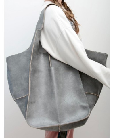 Large Tote Bag For Women Soft Travel Beach Bag with Pockets PU Leather Shoulder Bag Handbags Oversize Shopper Bag Gray $15.05...