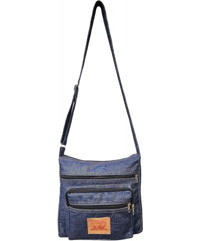 Dark Blue Denim Jeans Canvas Zipper Crossbody Messenger Shoulder Bag Sac Pouch Purse Handbag for Unisex $10.00 Crossbody Bags