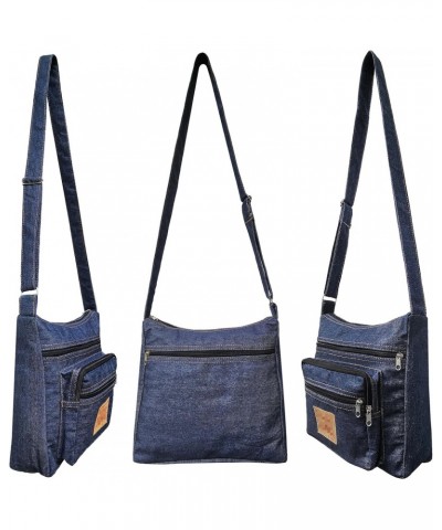 Dark Blue Denim Jeans Canvas Zipper Crossbody Messenger Shoulder Bag Sac Pouch Purse Handbag for Unisex $10.00 Crossbody Bags